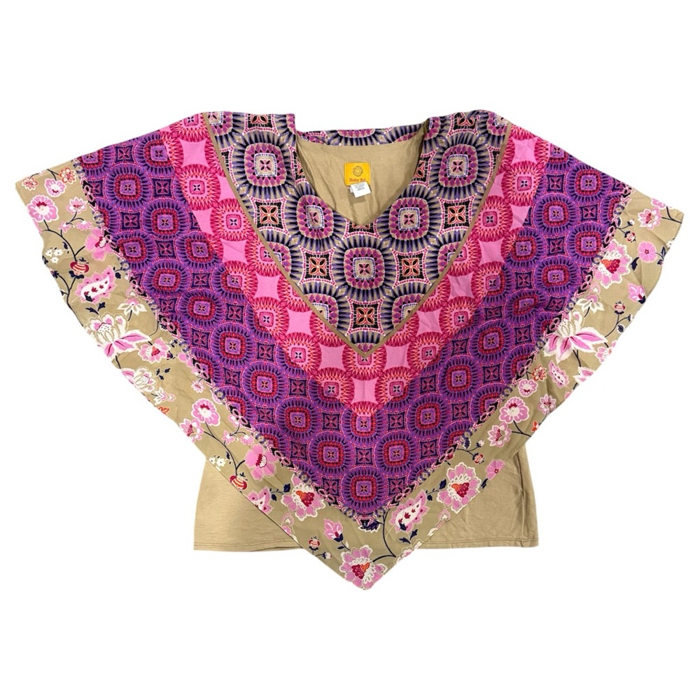 Ruby Rd. Pink & Purple Embroidered V-Neck Boho Tunic - Picture 3 of 6
